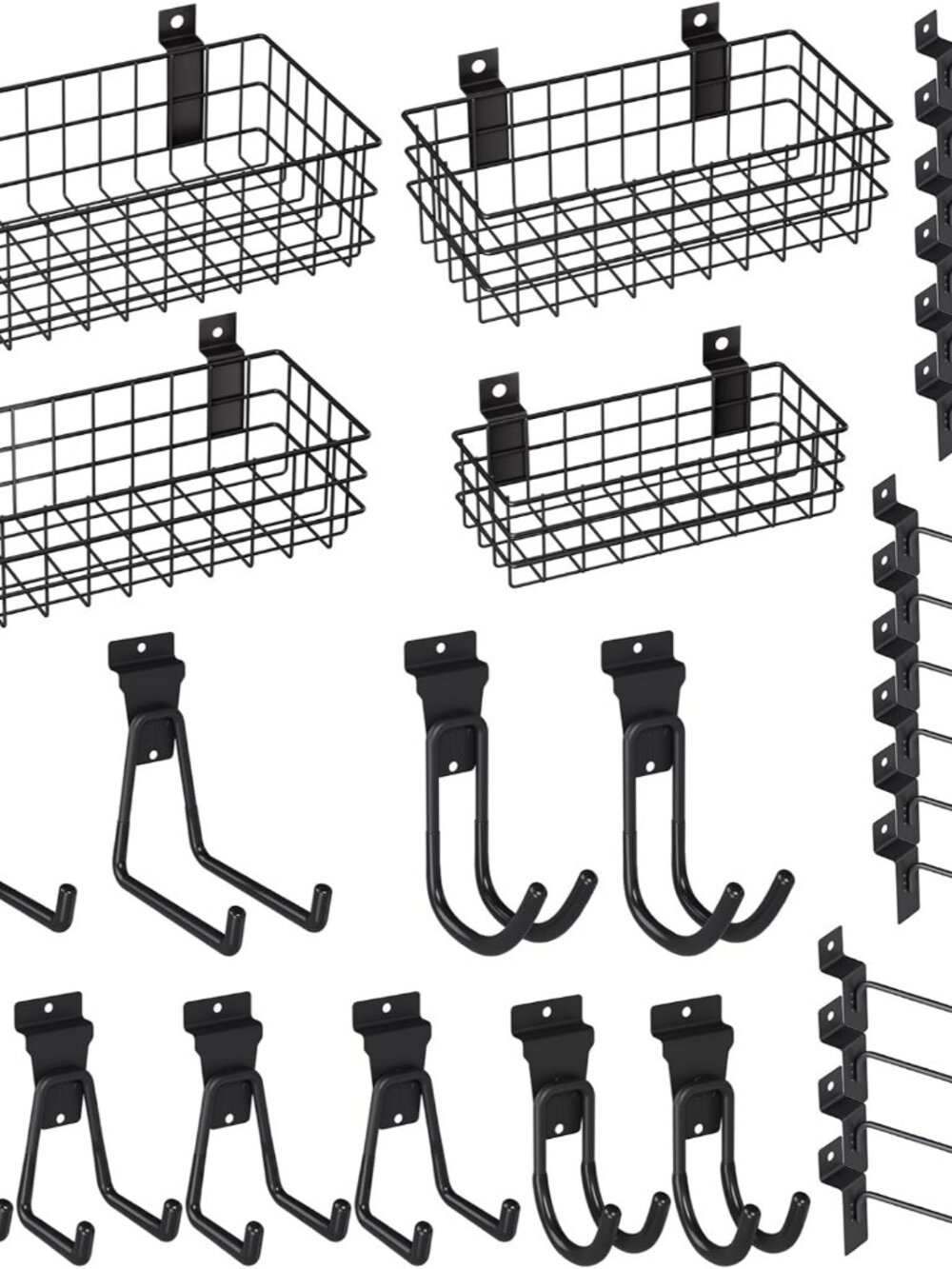 30PCS Slatwall Accessories Set with 4 Baskets & Multisized Hooks